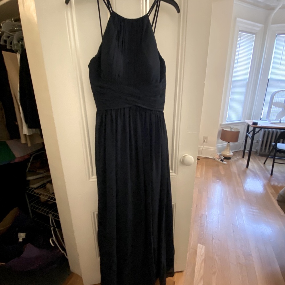 Bill Levkoff Navy blue chiffon bridesmaid dress